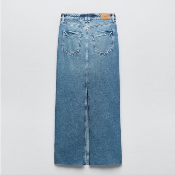 ZARA CONTRASTING Z1975 DENIM MIDI SKIRT NWT - Picture 4 of 5